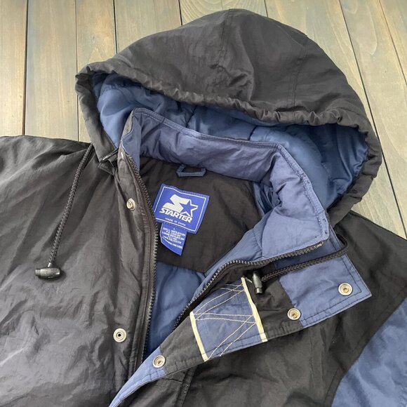 Vintage 90s Starter Notre Dame Fighting Irish NCAA Quarter Zip Coat Large (IN) - Picture 2 of 12